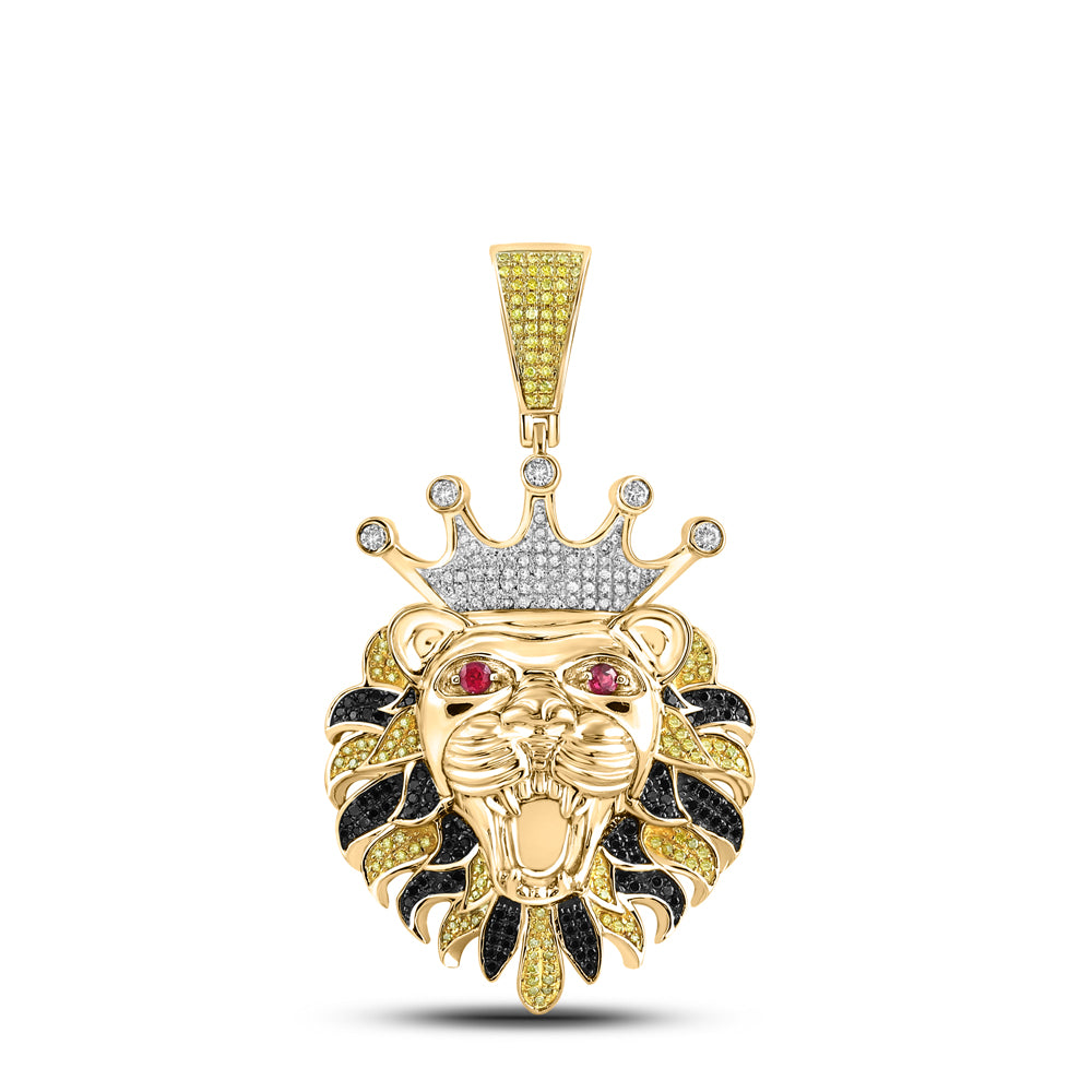 10Kt Yellow Gold 1 Ctw-Dia Lion Mens Charm (15.05 grams)