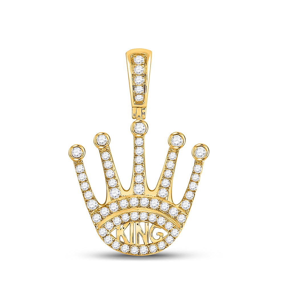 10Kt Yellow Gold 1 Ctw-Dia Crown Mens Charm (5.15 grams)