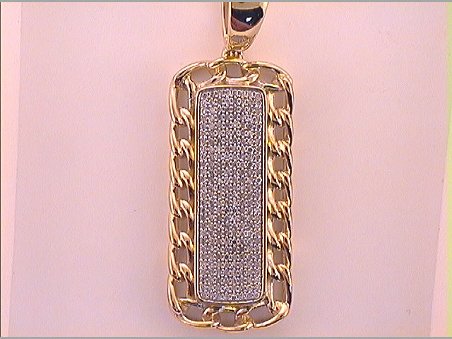 10Kt Yellow Gold 1/2Ctw-Dia Mens Dog Tag Charm (7.11 grams)