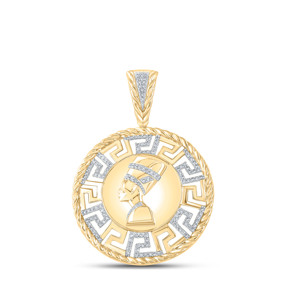 10Kt Yellow Gold 1/2Ctw-Dia Mens Nefertiti" Charm" (11.25 grams)