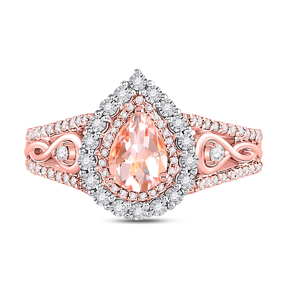 3/8 Ctw-Dia 1/2Ct-Morganite Ring (3.69 grams)
