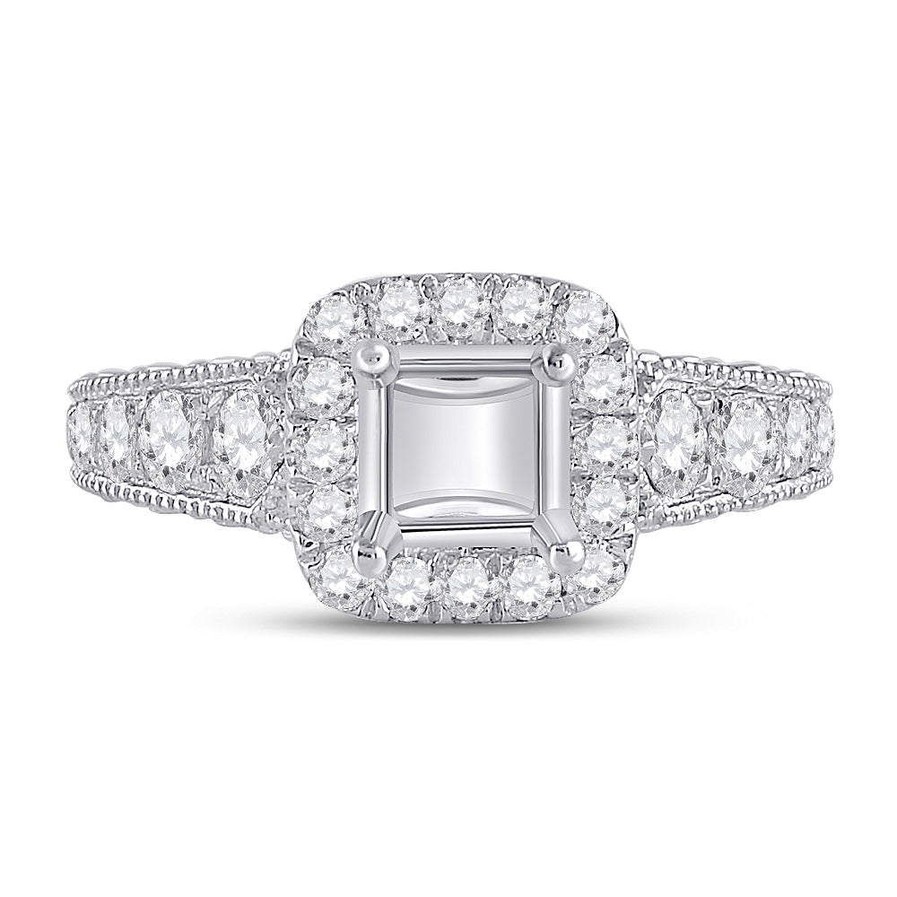 14Kt White Gold 7/8Ctw-Dia Ana M Sm  1/20Ct Sapphire  Bridal Ring (4.32 grams)