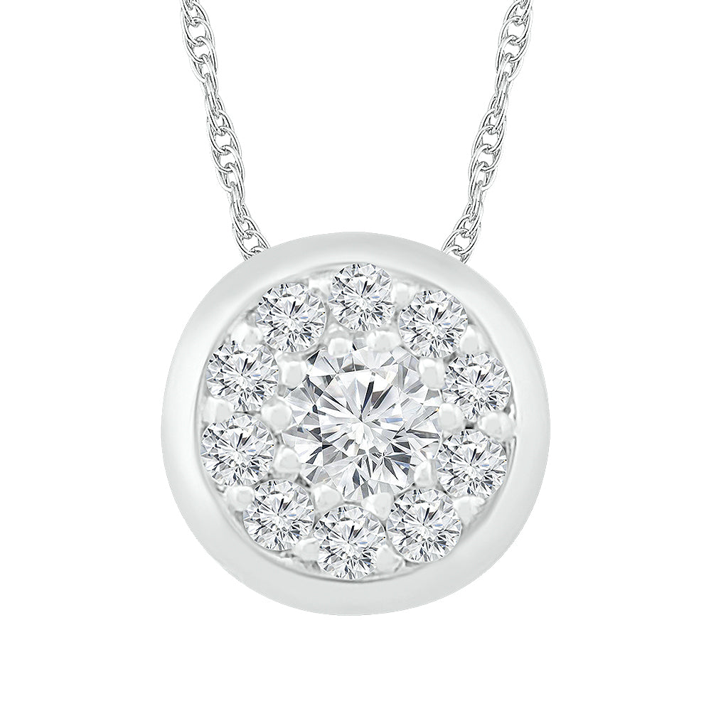 10Kt White Gold 1/6Ctw-Dia P1 Gift Round Pendant (0.39 grams)