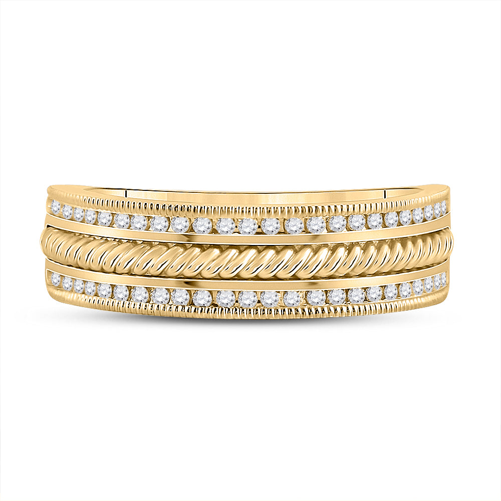 14Kt Yellow Gold 1/3Ct Diamond Turkish Mens Machine Set Band (6.24 grams)