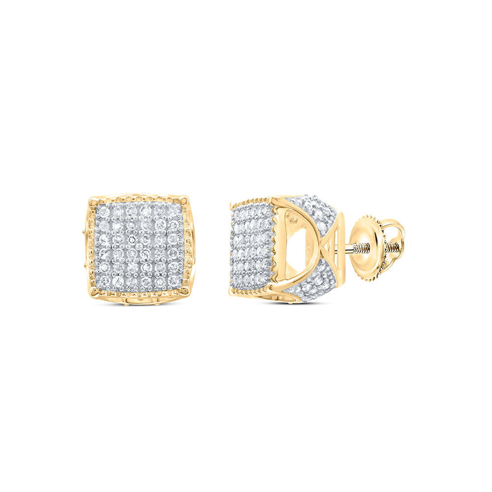 10Kt Yellow Gold 1/3 Ctw-Dia Micro Pave Square Earring