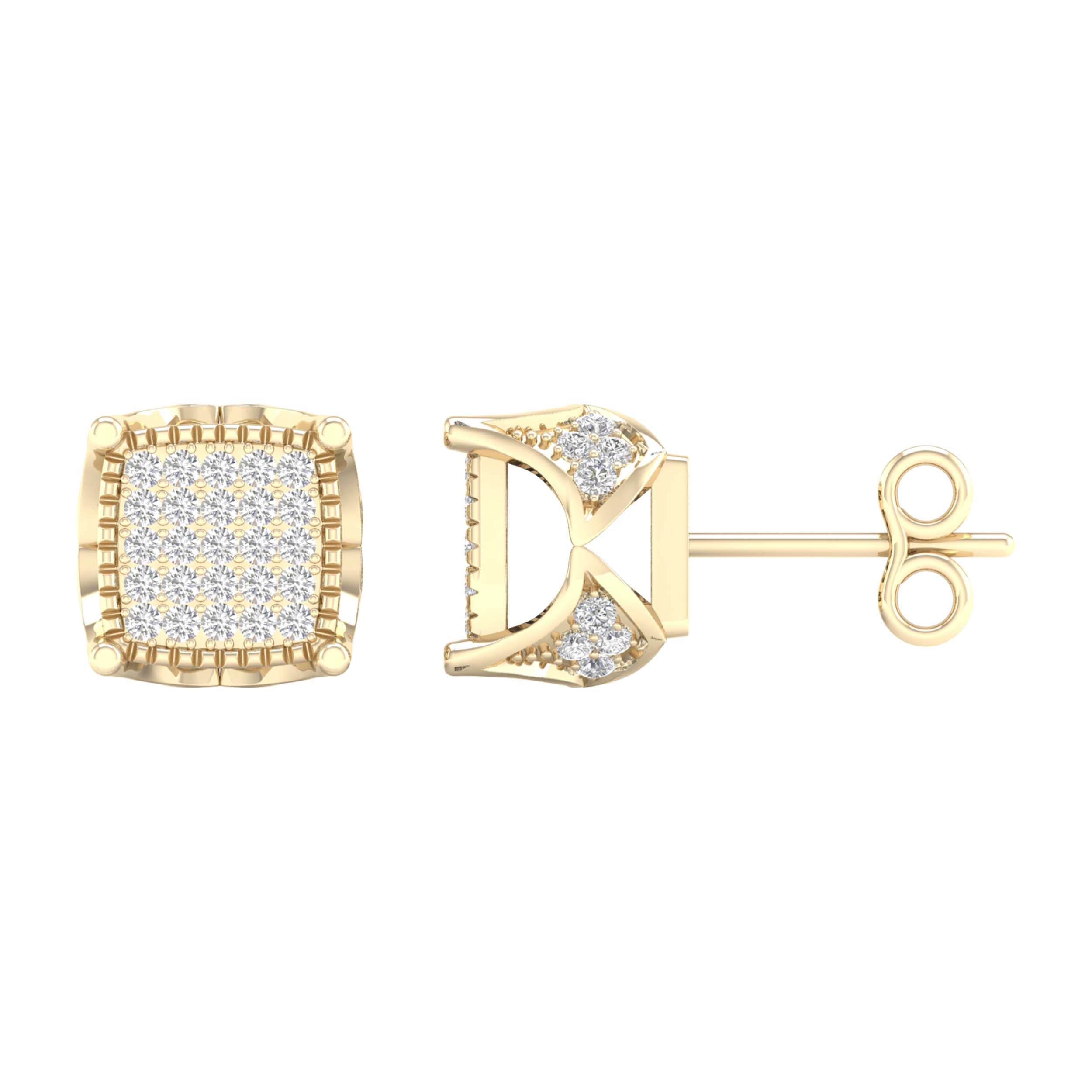 10Kt Yellow Gold 1/5 Ctw-Dia Micro Pave Square Earring
