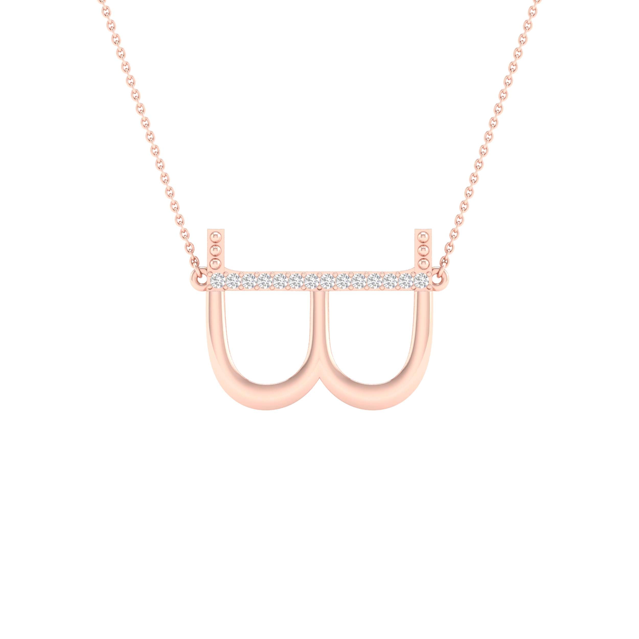 10Kt Rose Gold 1/20Ctw-Dia Ladies Initial B" Necklace" (1.11 grams)