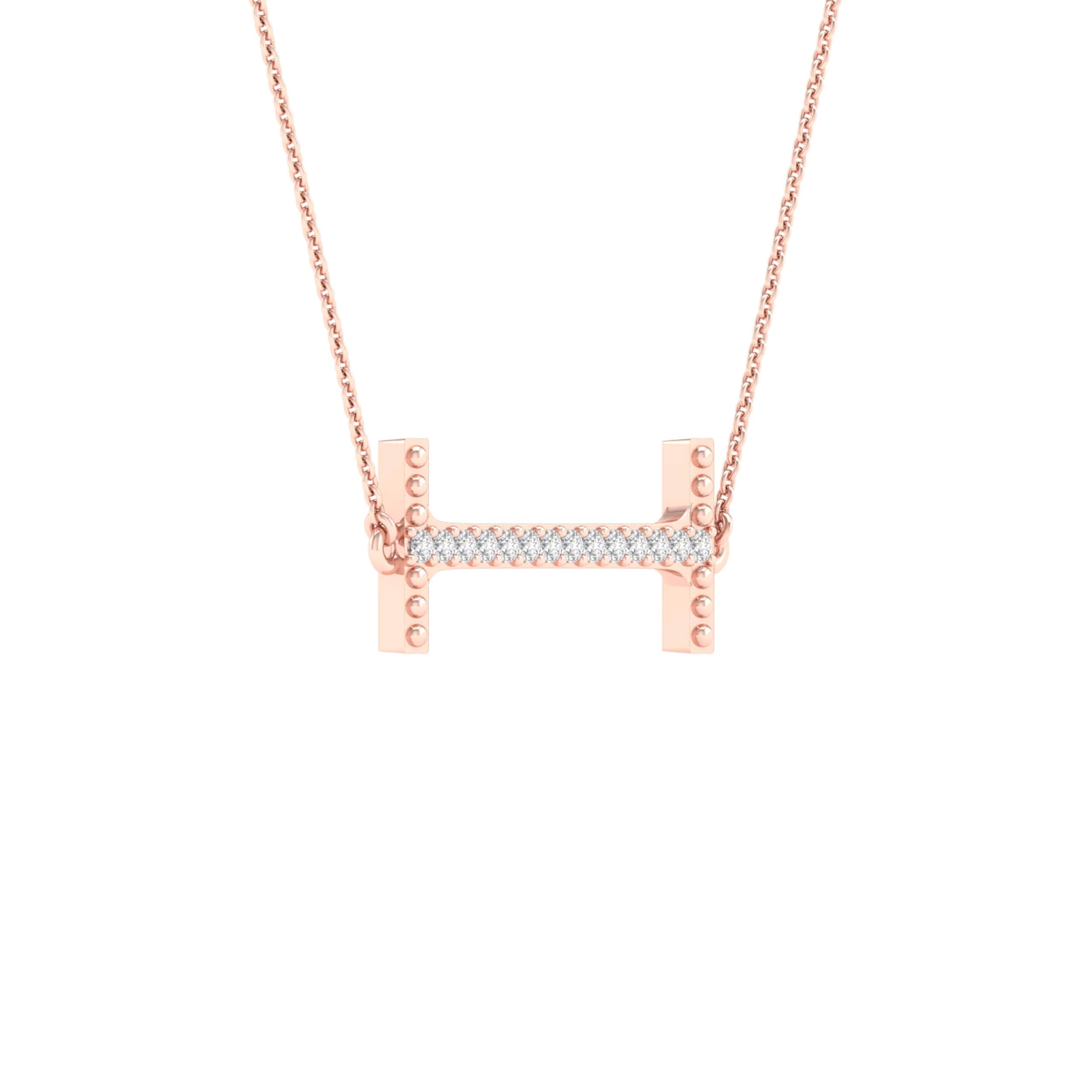 10Kt Rose Gold 1/20Ctw-Dia Ladies Initial I" Necklace" (0.75 grams)