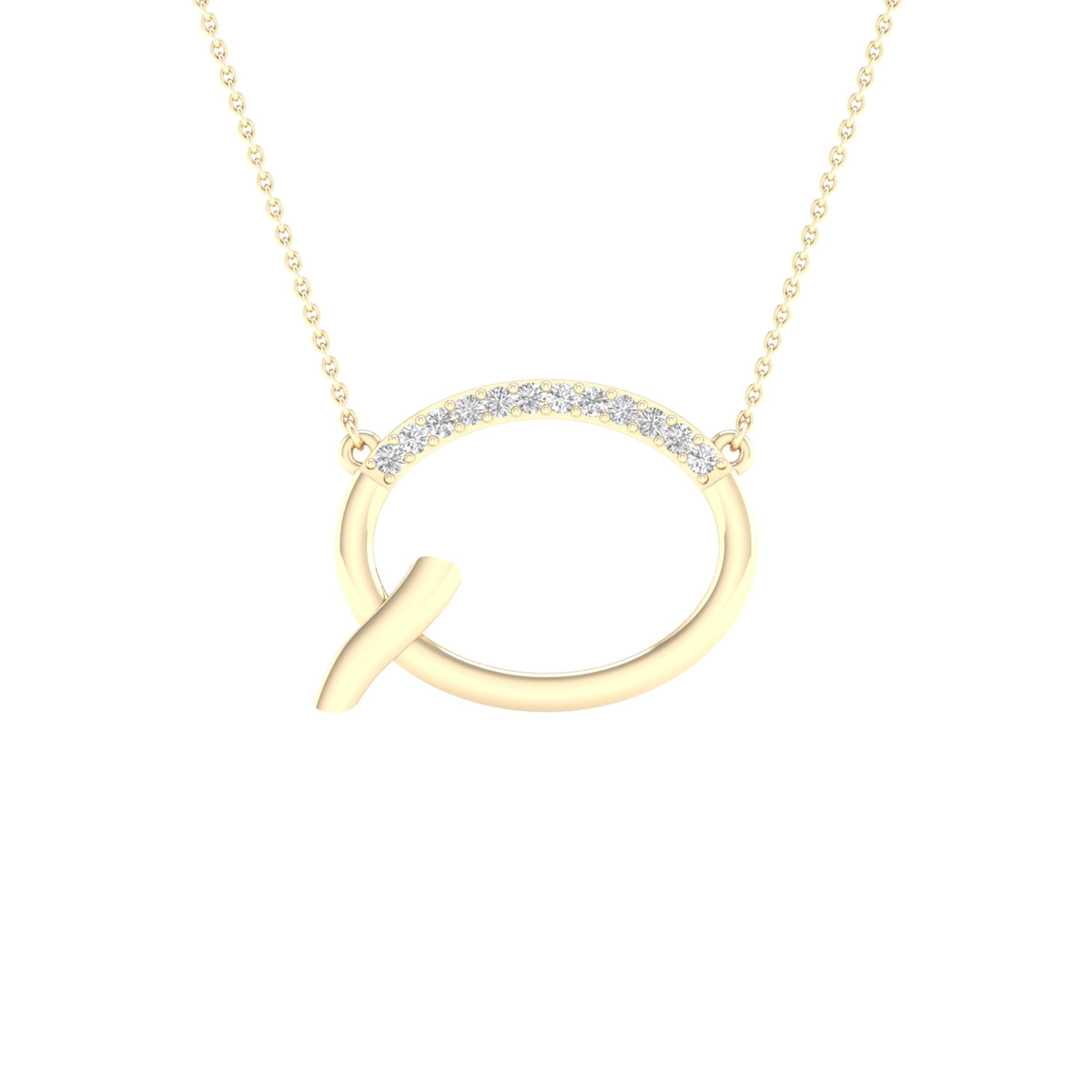 10Kt Yellow Gold 1/20Ctw-Dia Ladies Initial Q" Necklace" (1.08 grams)