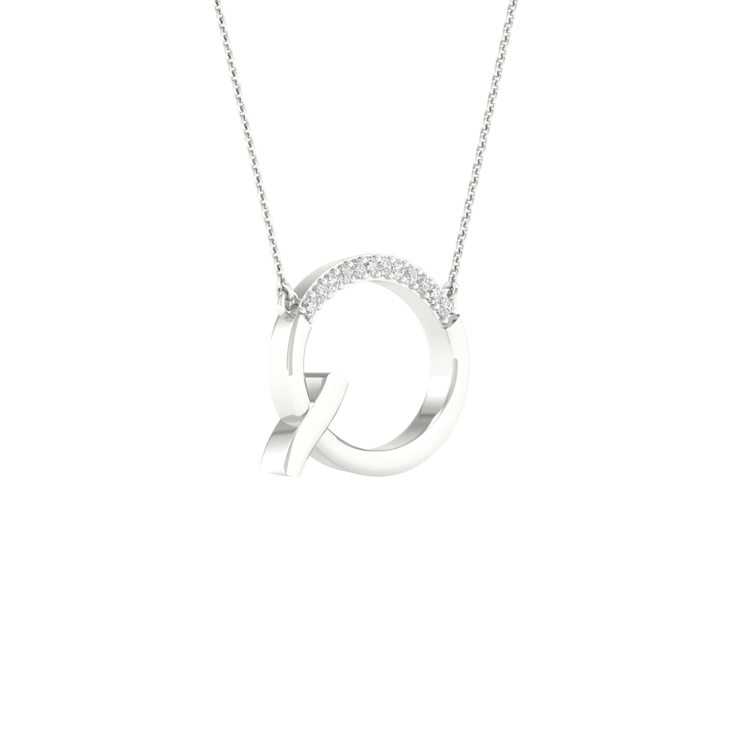 10Kt White Gold 1/20Ctw-Dia Ladies Initial Q" Necklace" (1.08 grams)