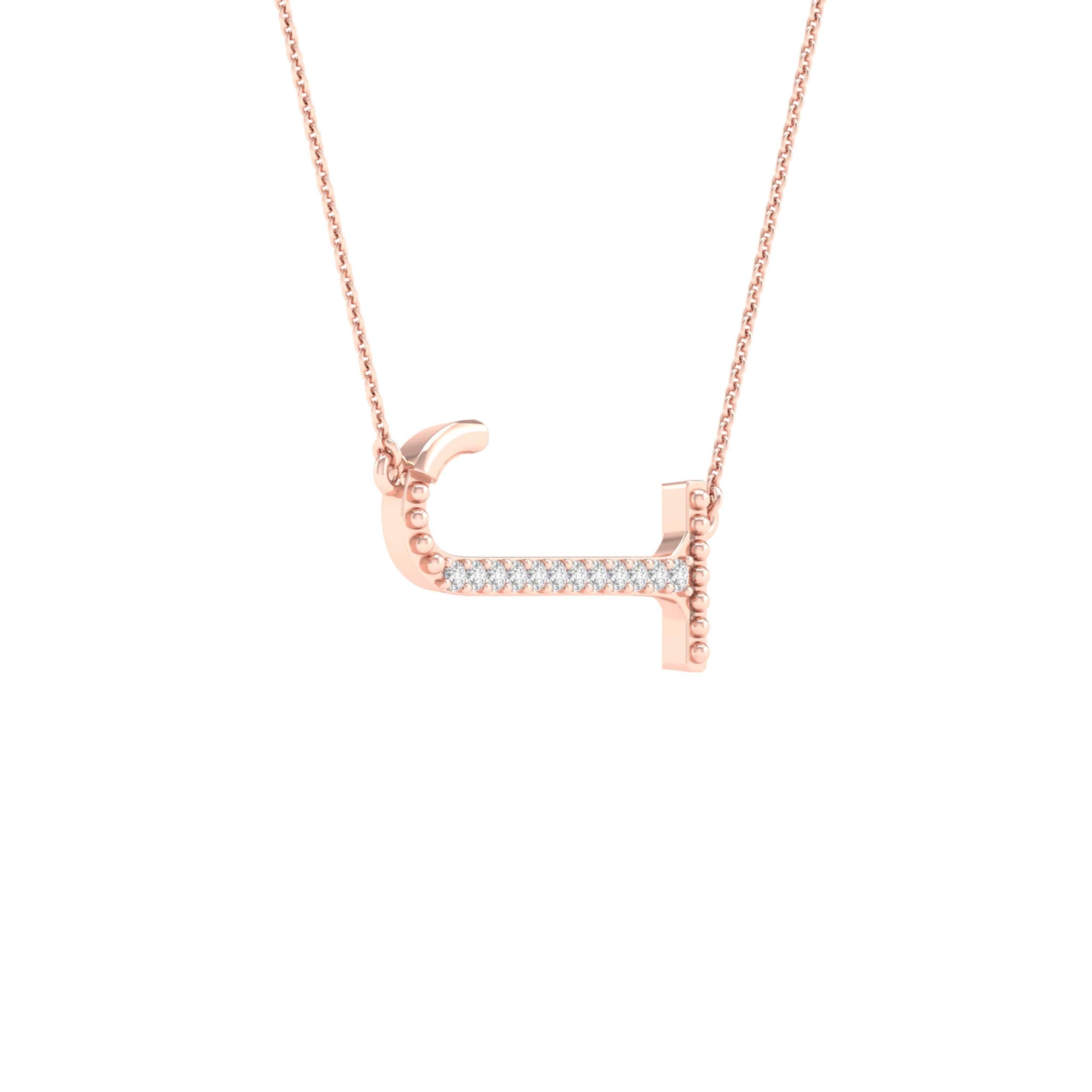 10Kt Rose Gold 1/20Ctw-Dia Ladies Initial J" Necklace" (0.65 grams)