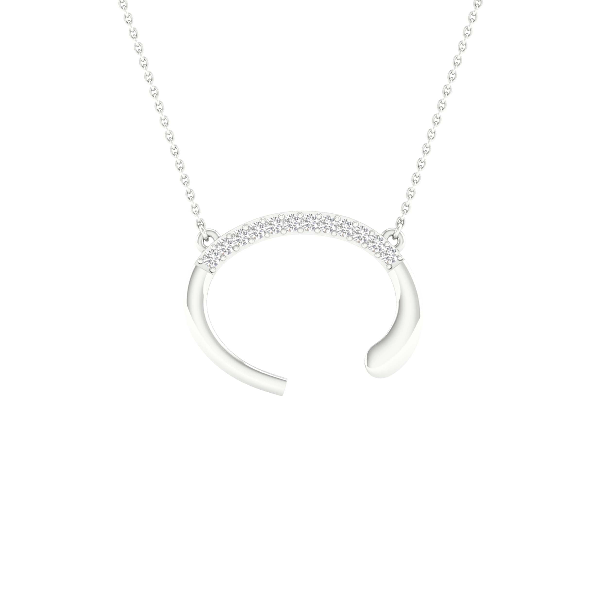 10Kt White Gold 1/20Ctw-Dia Ladies Initial C" Necklace" (1.08 grams)