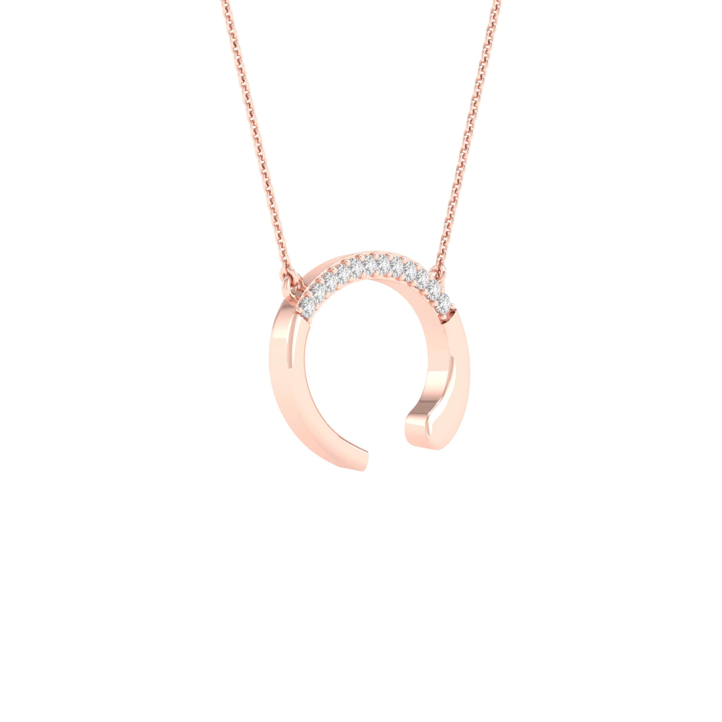 10Kt Rose Gold 1/20Ctw-Dia Ladies Initial C" Necklace" (1.08 grams)