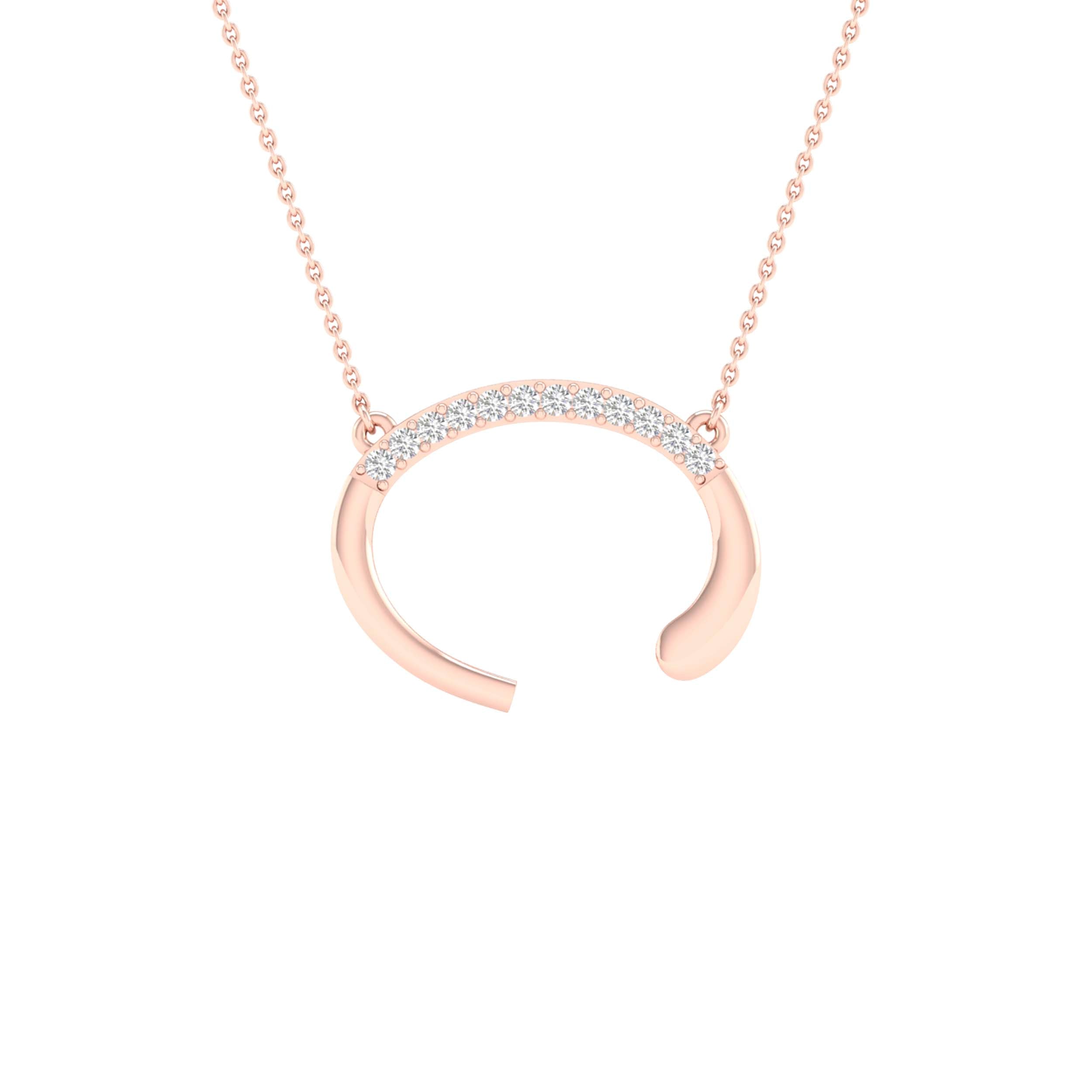 10Kt Rose Gold 1/20Ctw-Dia Ladies Initial C" Necklace" (1.08 grams)