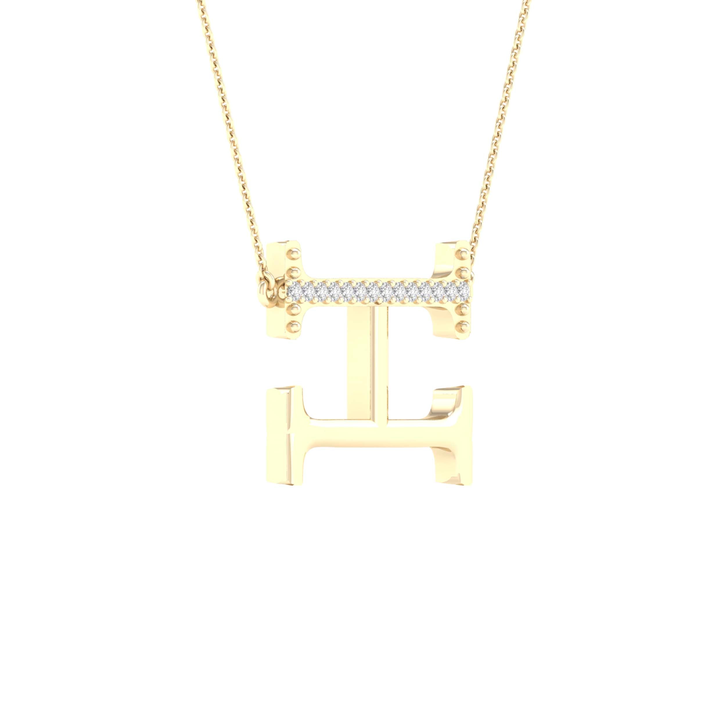 10Kt Yellow Gold 1/20Ctw-Dia Ladies Initial H" Necklace" (1.29 grams)