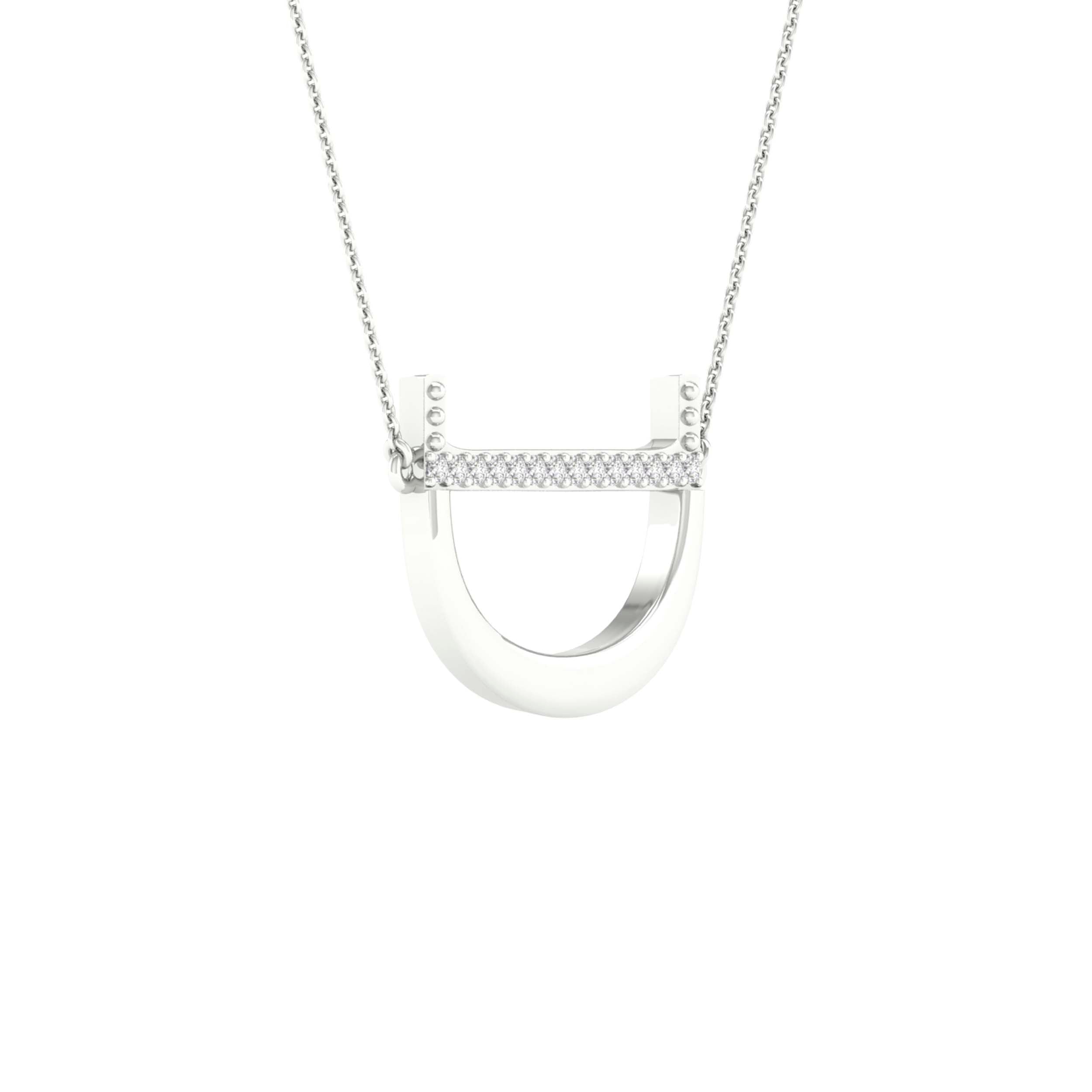 10Kt White Gold 1/20Ctw-Dia Ladies Initial D" Necklace" (1.08 grams)