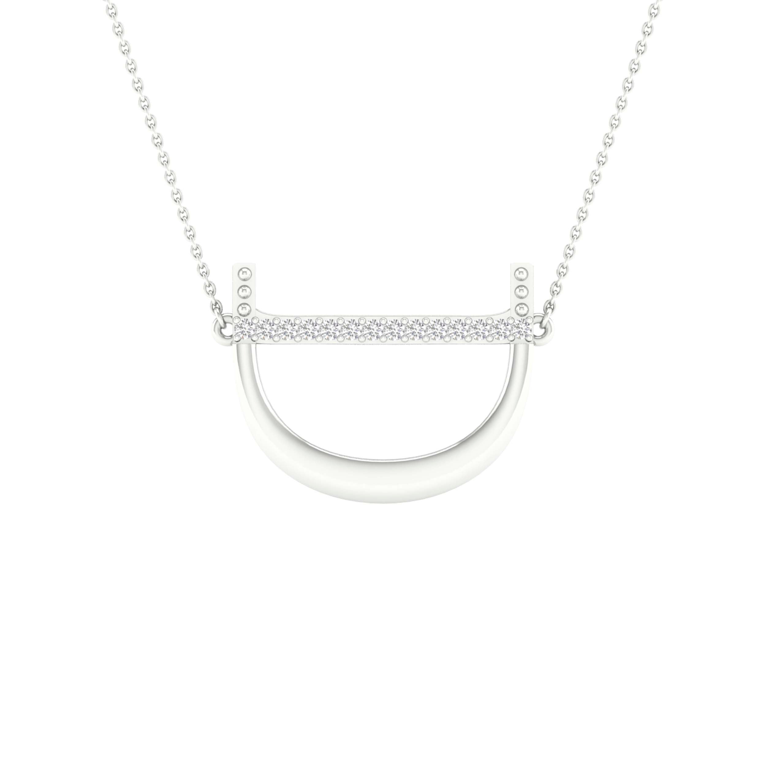 10Kt White Gold 1/20Ctw-Dia Ladies Initial D" Necklace" (1.08 grams)