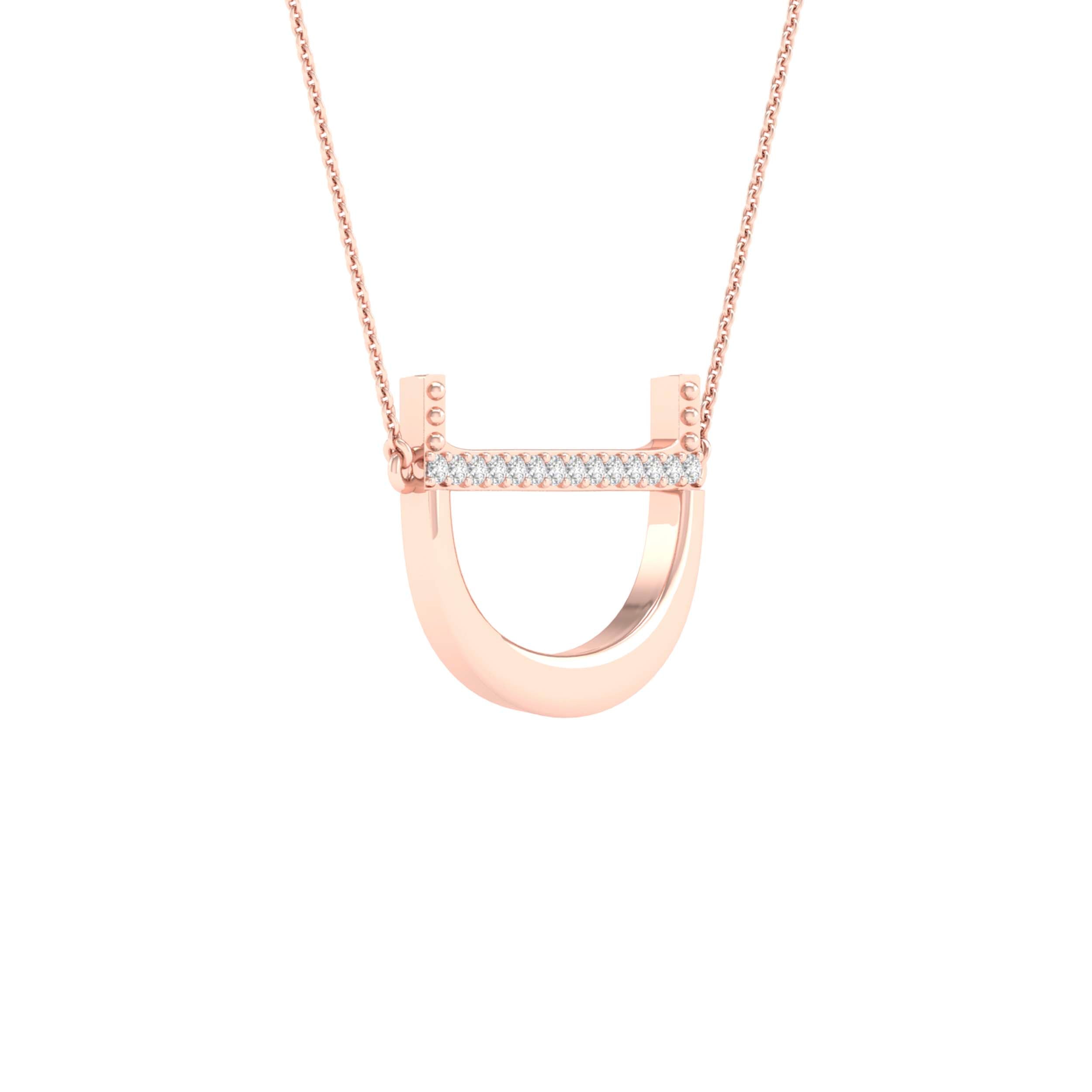 10Kt Rose Gold 1/20Ctw-Dia Ladies Initial D" Necklace" (1.08 grams)