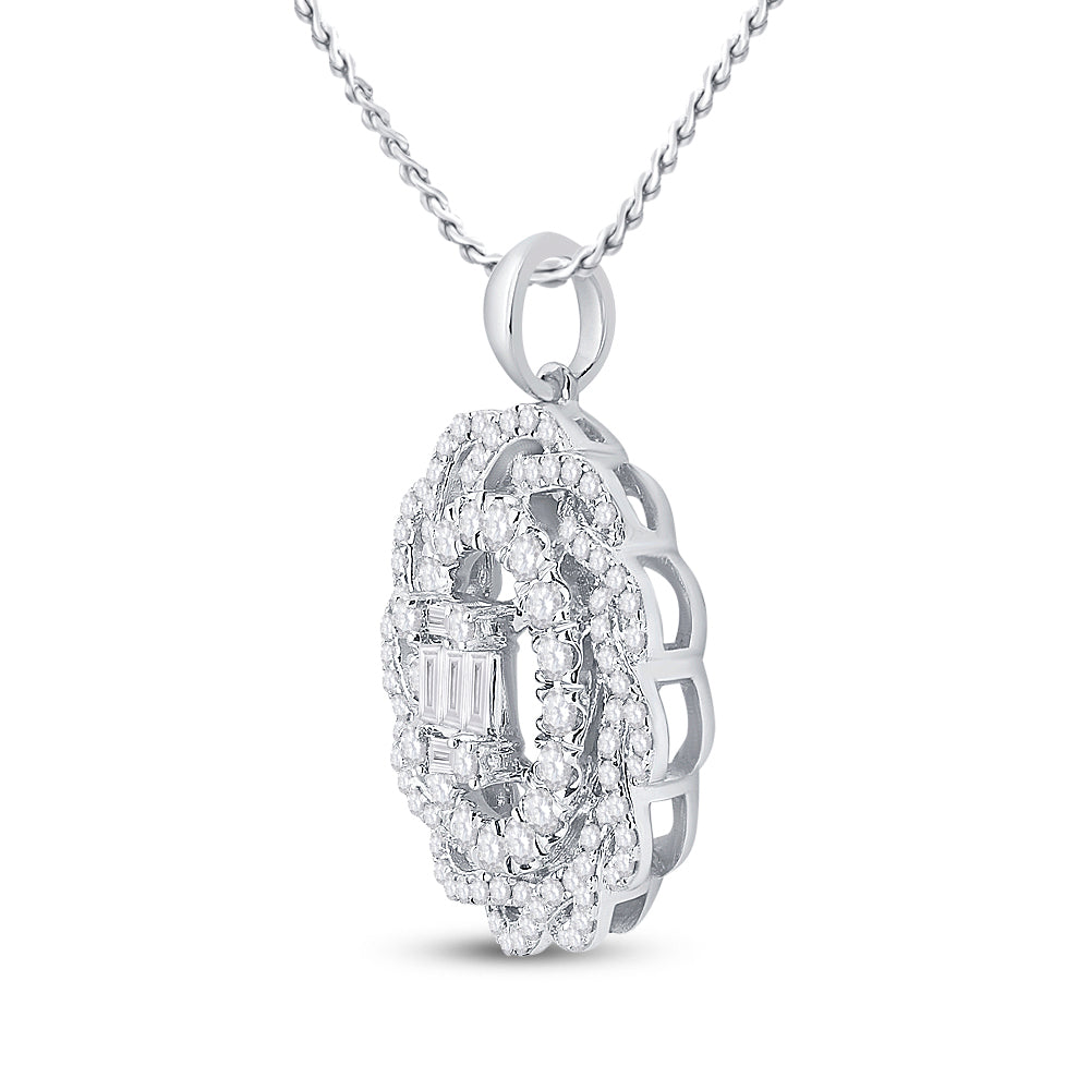 14Kt White Gold 1 Ctw-Dia Ana M Diana Pendant (4.23 grams)