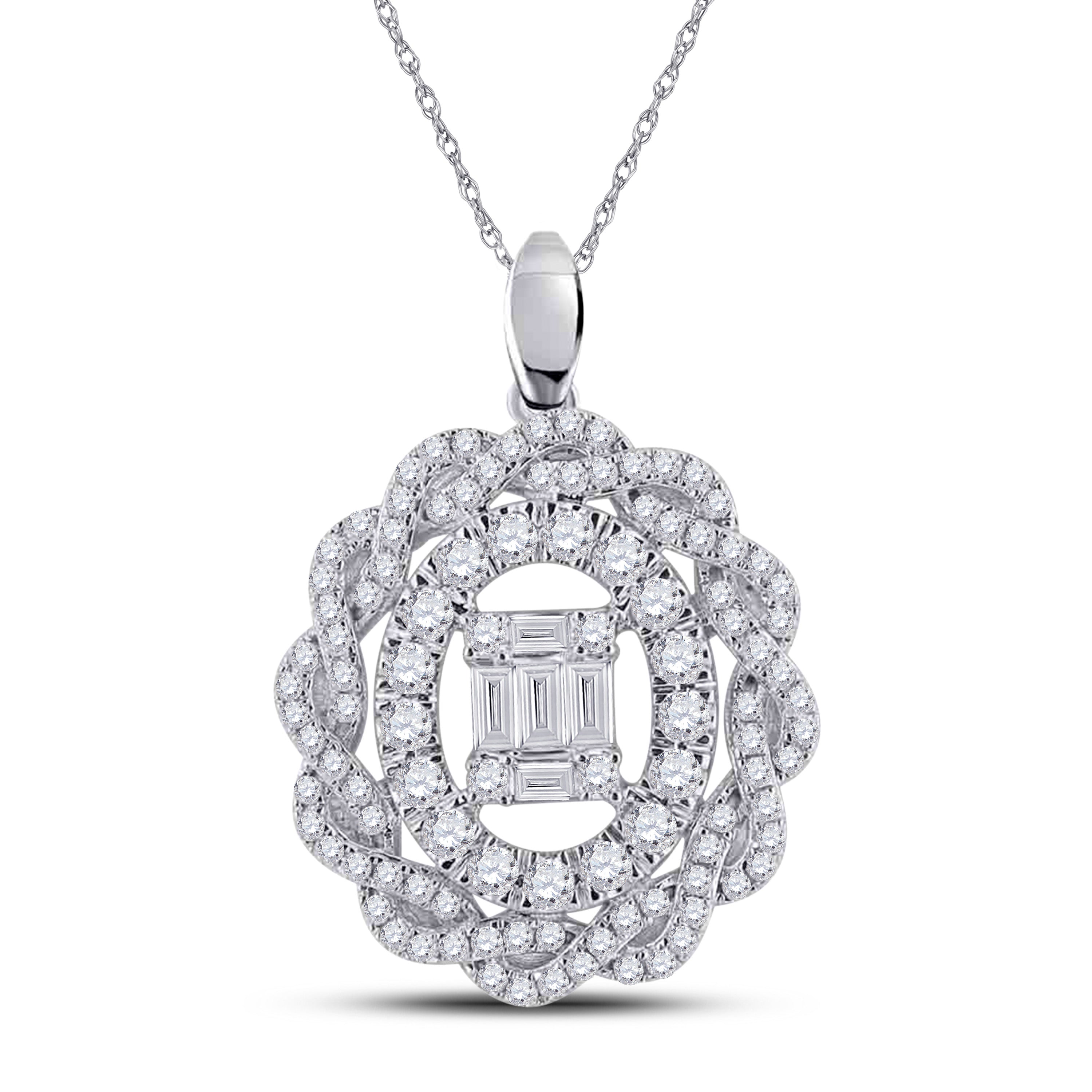 14Kt White Gold 1 Ctw-Dia Ana M Diana Pendant (4.23 grams)