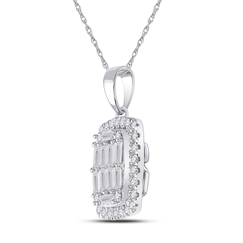 14Kt White Gold 1/2Ct-Dia Ana M Diana Square Pendant (1.36 grams)