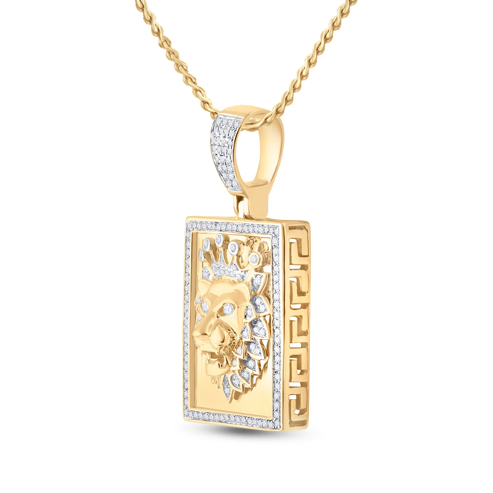 14Kt Yellow Gold 1/2Ct-Dia Micro-Pave Lion  Mens Charm (9.76 grams)