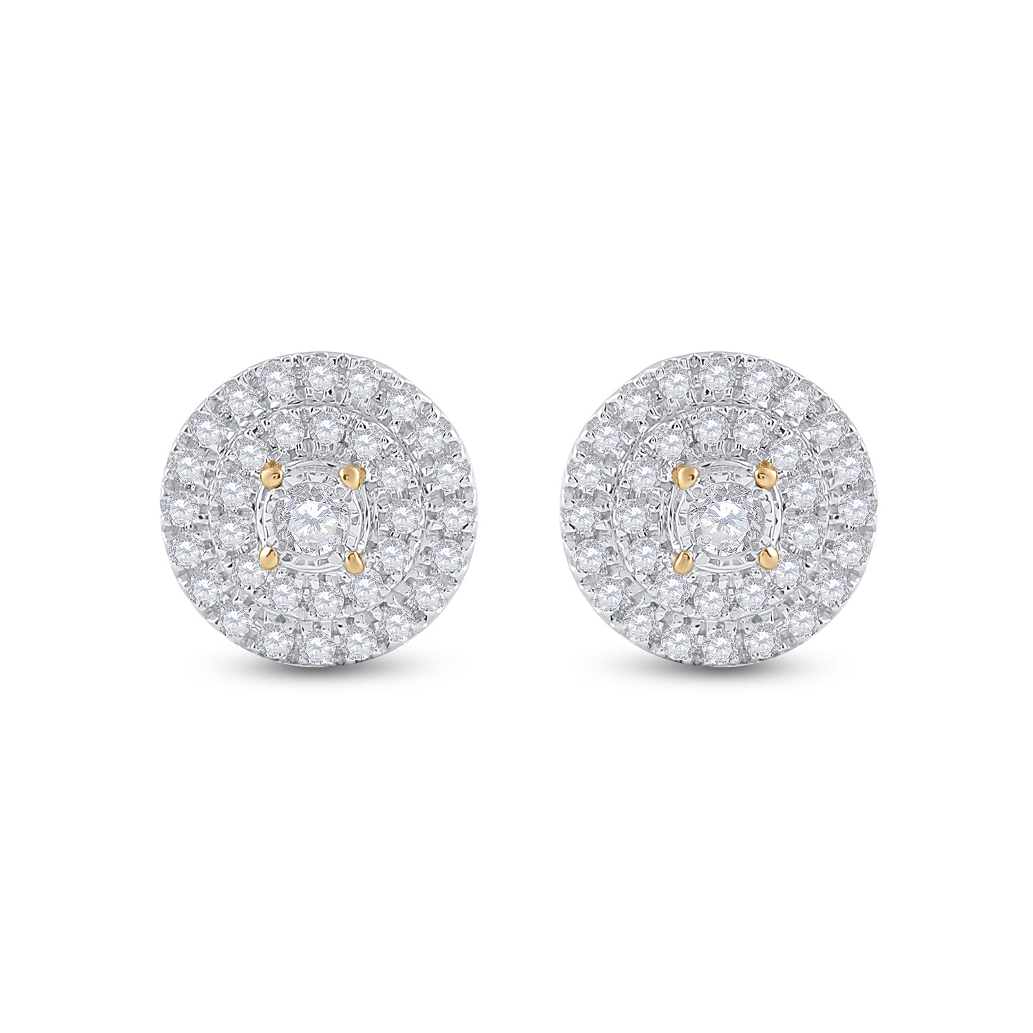 Gold Circle Earrings 1/4 Cttw Round Natural Diamond Womens (1.25 grams)