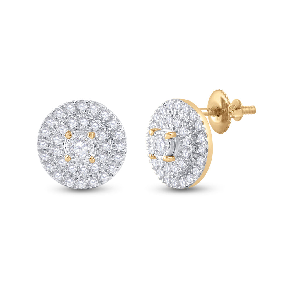 Gold Circle Earrings 1/4 Cttw Round Natural Diamond Womens (1.25 grams)