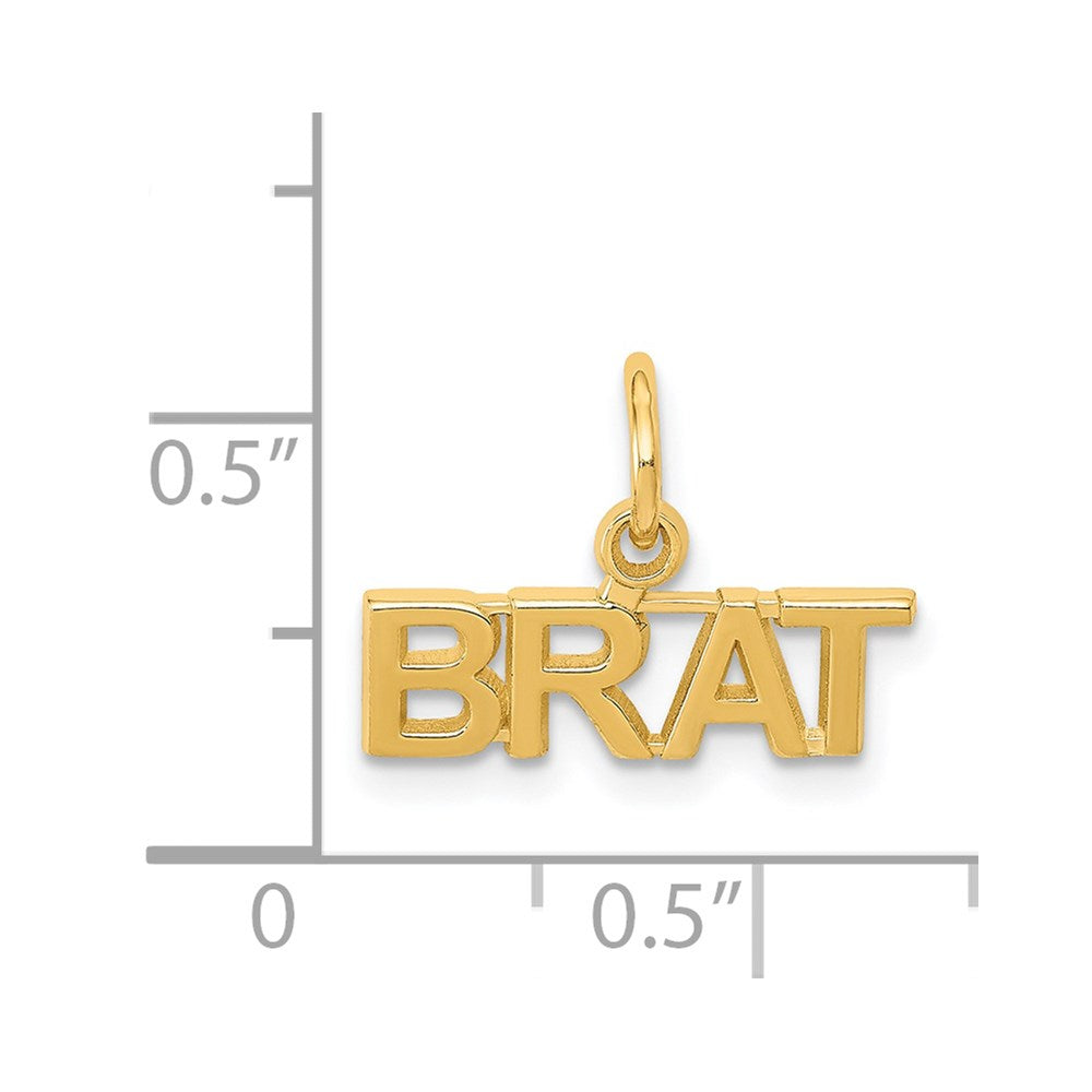 14k Yellow Gold 15 mm Polished BRAT Charm (0.58 grams)