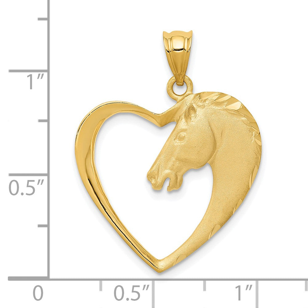 14k Horse In Heart Pendant (2.61 grams)