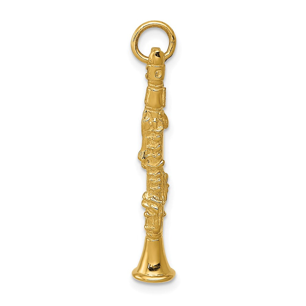 14k Yellow Gold 6 mm 3-D Clarinet Charm (1.97 grams)