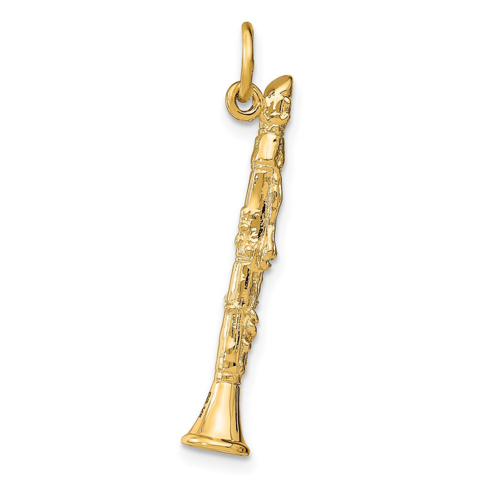 14k Yellow Gold 6 mm 3-D Clarinet Charm (1.97 grams)