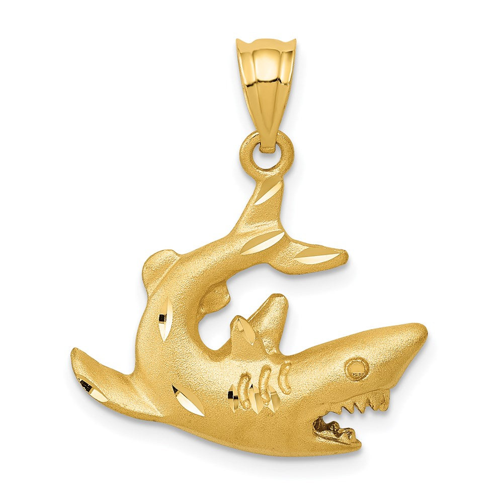 14k Yellow Gold 20 mm Shark Pendant (2.92 grams)