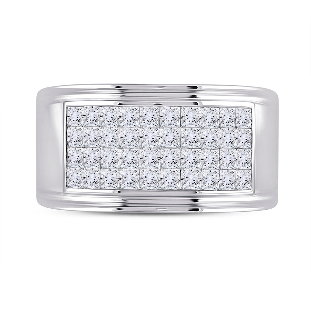 14Kt White Gold 2 5/8 Ct Diamond Invisible Fashion Mens Band (13.58 grams)