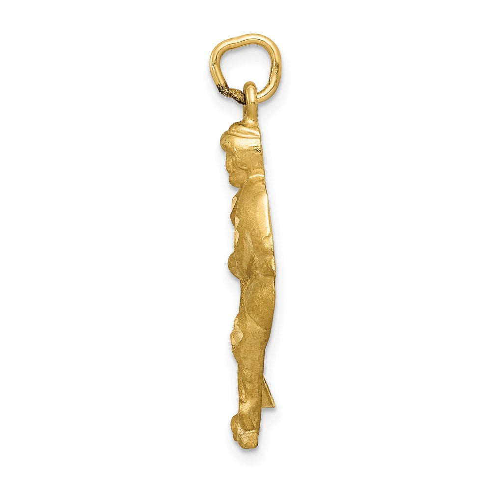 14k Yellow Gold 14 mm Hockey Player Charm (2.37 grams)