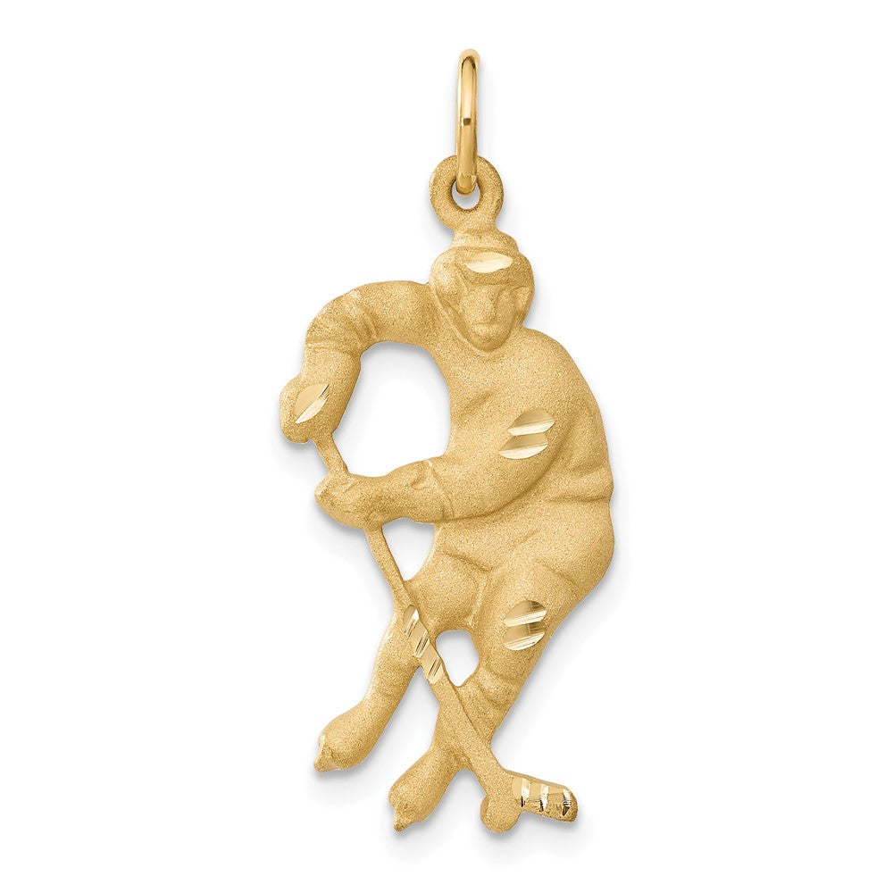 14k Yellow Gold 14 mm Hockey Player Charm (2.37 grams)