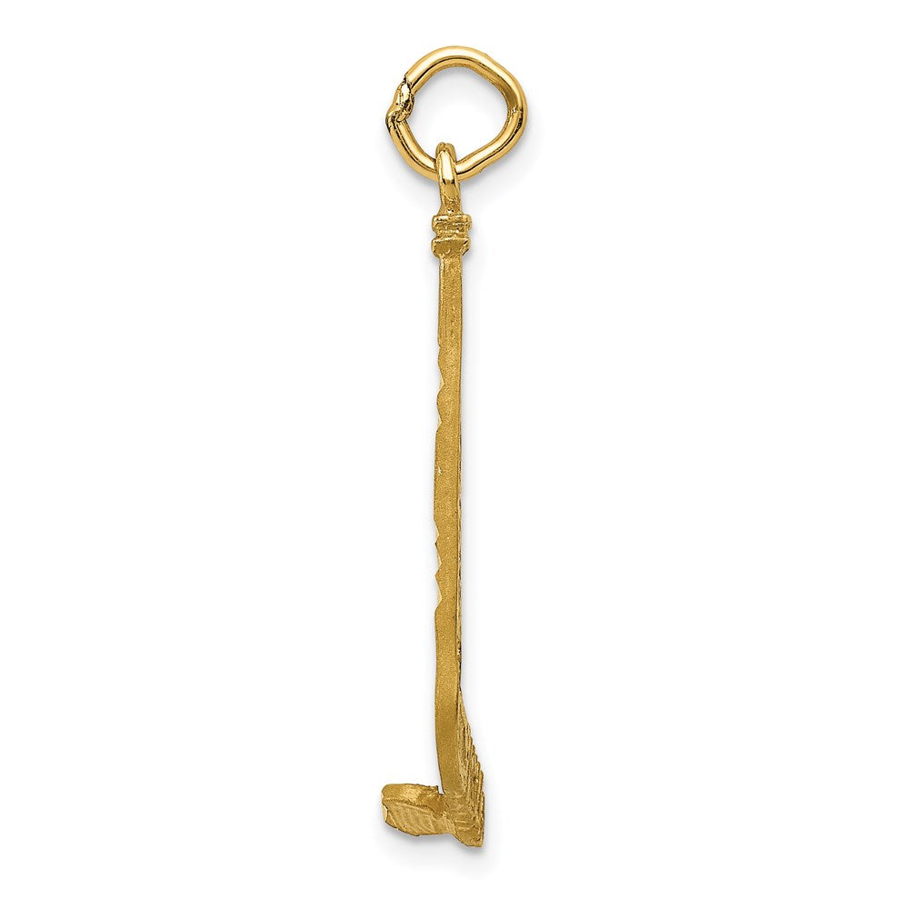 14k Yellow Gold 9 mm Satin D/C Hockey Stick Charm (0.88 grams)