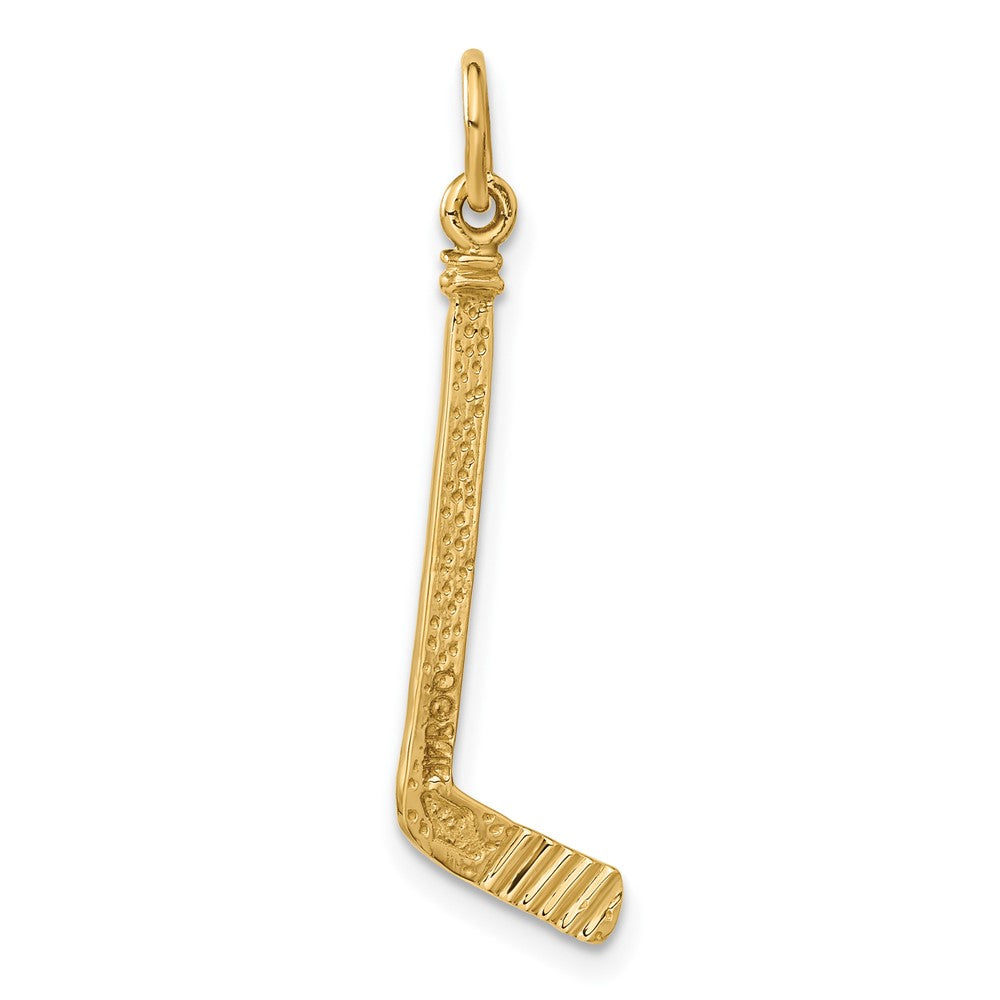 14k Yellow Gold 9 mm Satin D/C Hockey Stick Charm (0.88 grams)