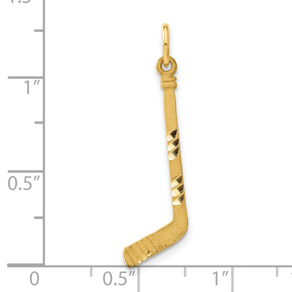 14k Yellow Gold 9 mm Satin D/C Hockey Stick Charm (0.88 grams)