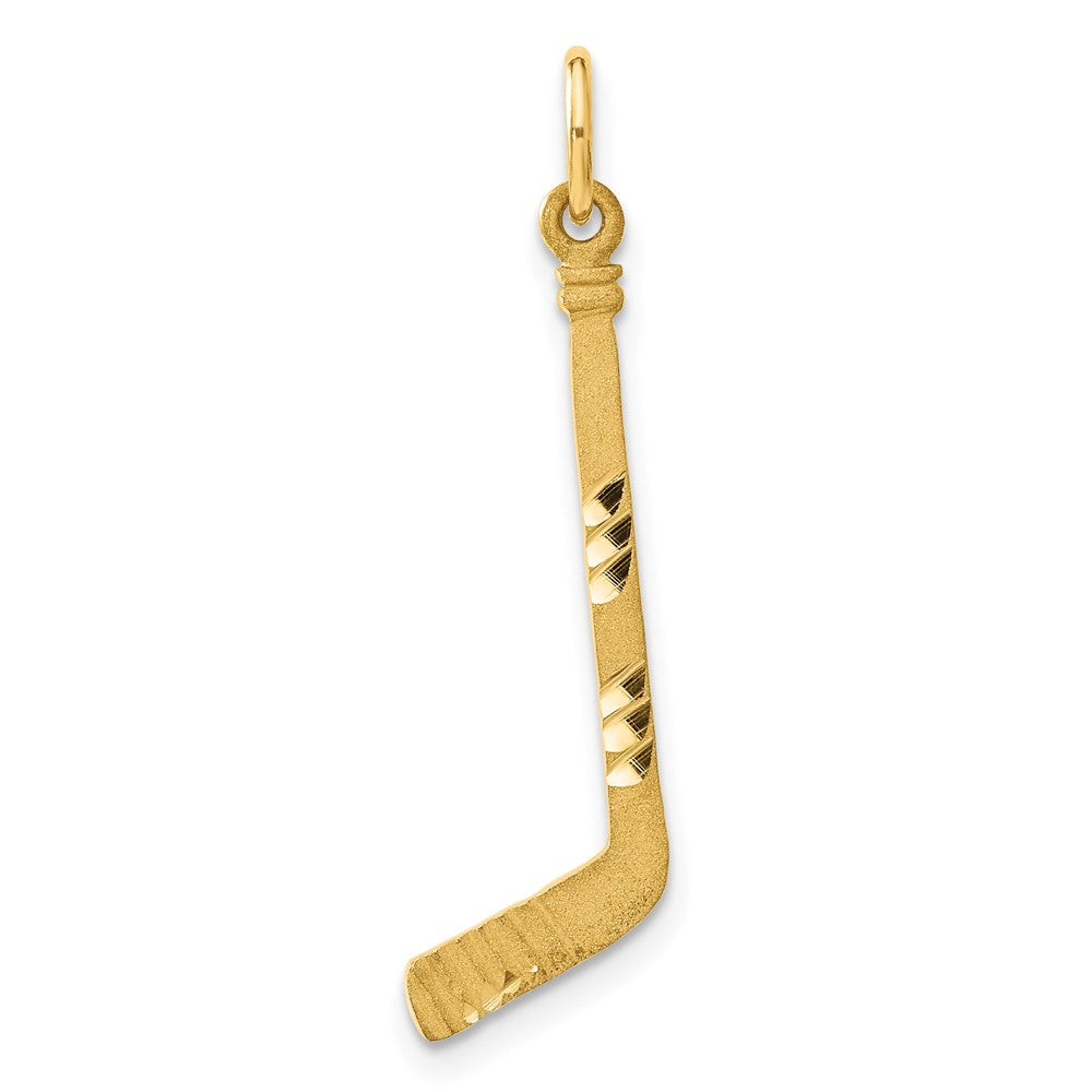 14k Yellow Gold 9 mm Satin D/C Hockey Stick Charm (0.88 grams)