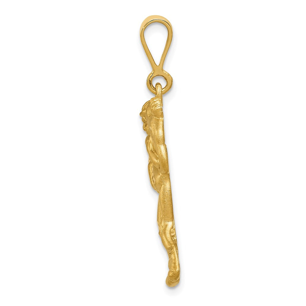 14k Yellow Gold 20 mm Satin and Diamond-cut Wrestlers Charm (3.33 grams)