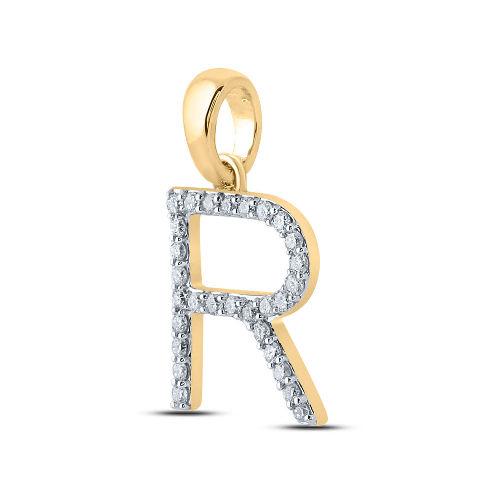 14Kt Yellow Gold 1/5Ct-Dia Cn Ladies Initial R" Pendant" (1.28 grams)