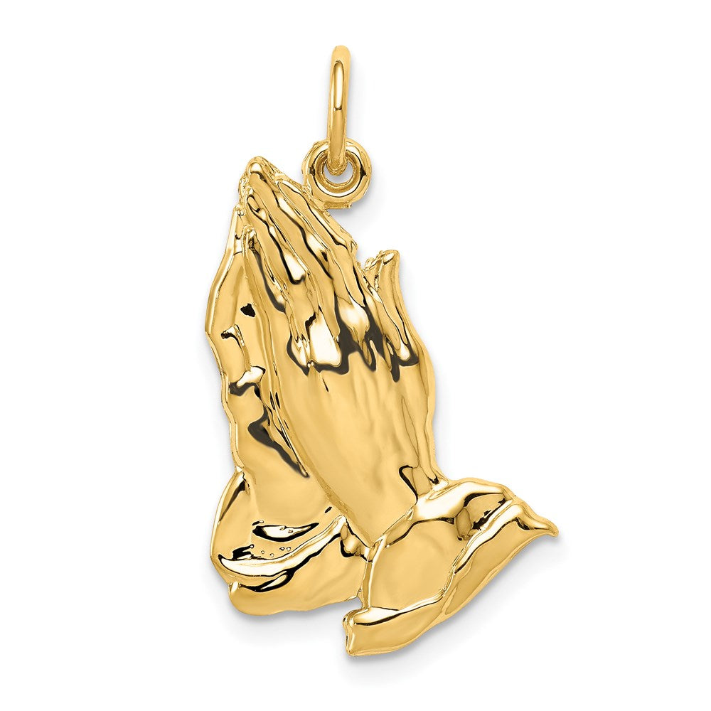 14k Yellow Gold 19 mm Praying Hands Pendant