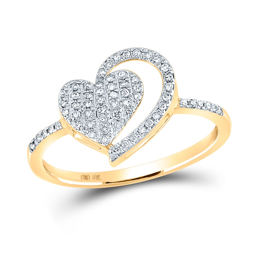 Gold Heart Ring 1/5 Cttw Round Natural Diamond Womens (1.81 grams)