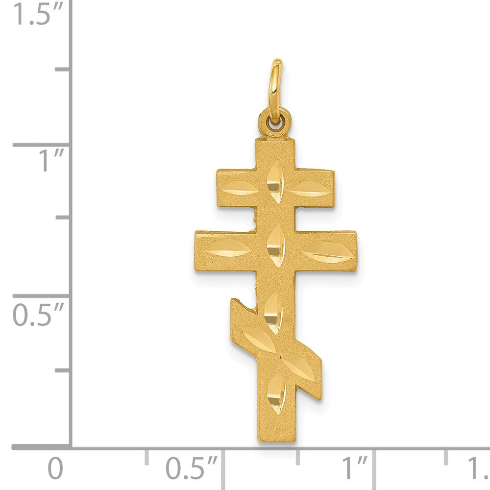 14k Yellow Gold 14 mm Eastern Orthodox Cross Pendant (1.96 grams)