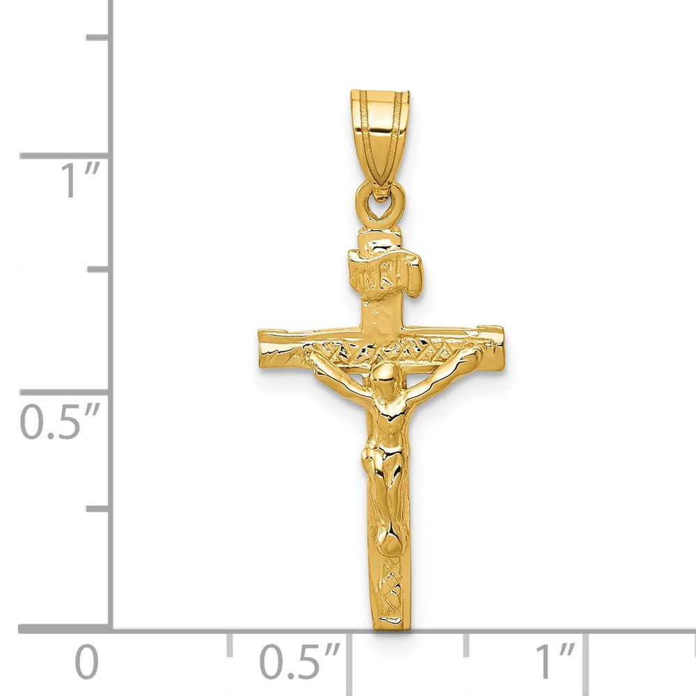 14k Yellow Gold 9 mm INRI Jesus Crucifix Charm (0.92 grams)