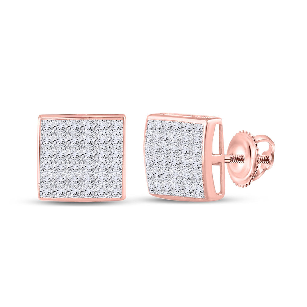 14Kt Rose Gold 1 Ctw-Dia Cn Invisible Square Earring (1.81 grams)