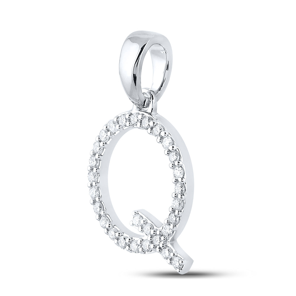 1/10Ctw-Diamond 1/8Ctw-Blue Sapp Natural Gem Initial "Q" Pendant (1.29 grams)