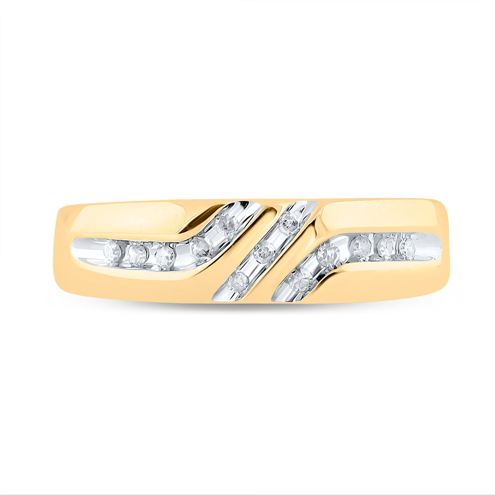 10Kt Yellow Gold 1/8Ct Diamond Gift  Mens Band S9