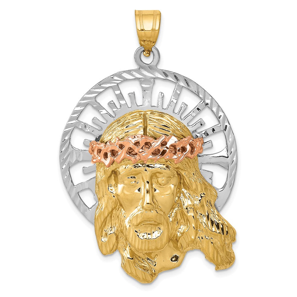 14k Tri-Color 34 mm Tri-color Jesus Pendant (11.27 grams)